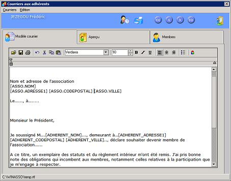 Cr�ation d'un courrier