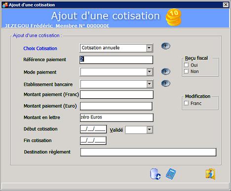 Ajout d'une cotisation