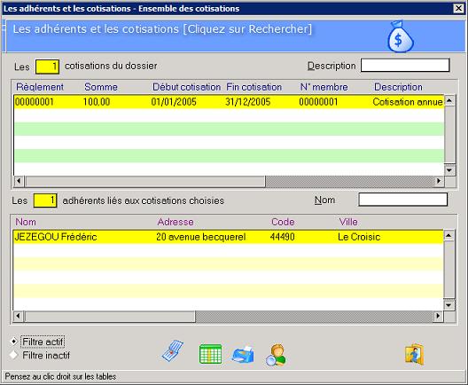 Recherche des cotisations